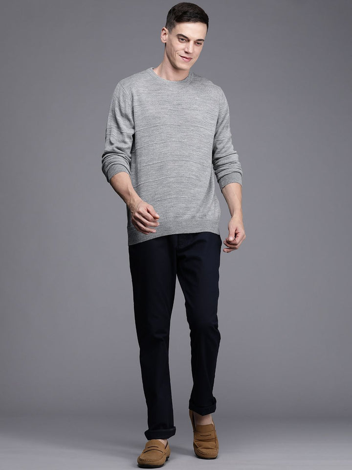 Raymond Men Grey Solid Pullover
