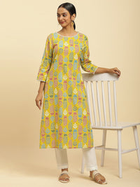 W Floral Printed Cotton Kurta