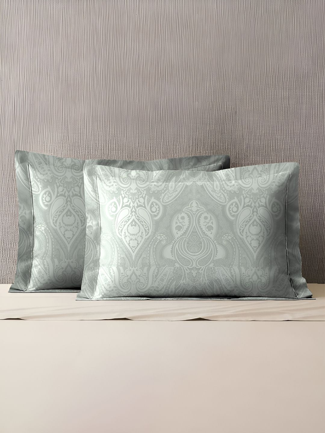 MYTRIDENT Green & Brown 2 Pieces Floral Pure Cotton Rectangle Pillow Covers