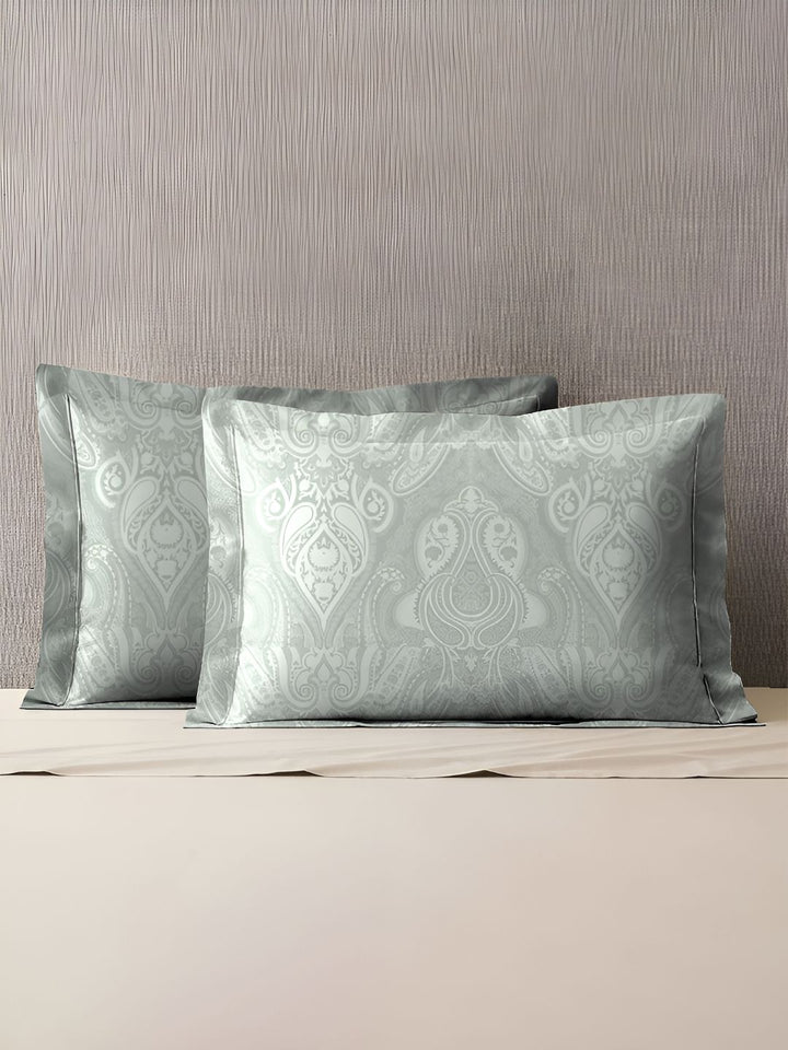 MYTRIDENT Green & Brown 2 Pieces Floral Pure Cotton Rectangle Pillow Covers