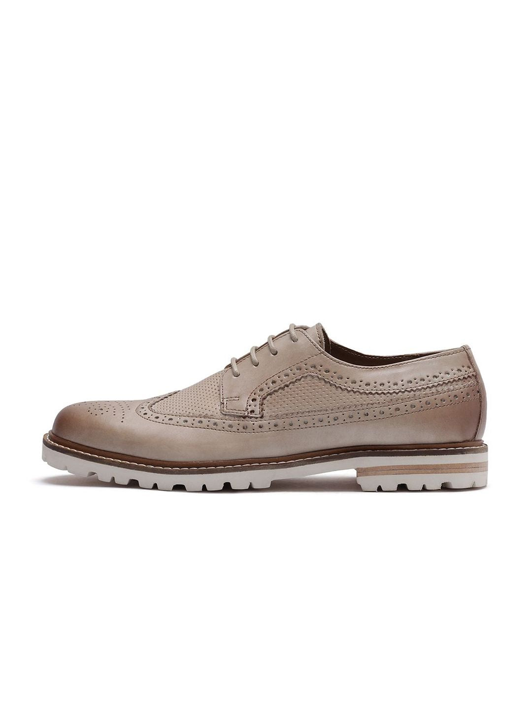 RARE RABBIT Men Textured Leather Casual Brogues