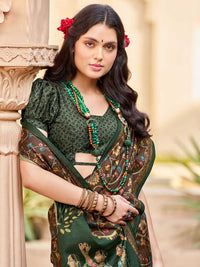 Saree mall Brown Kalamkari Printed Baluchari Saree