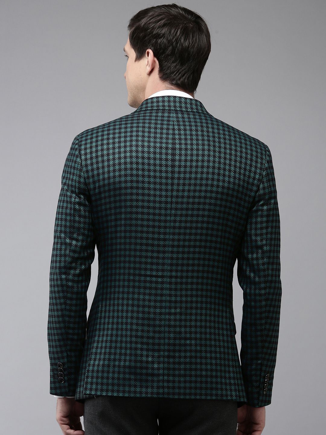 Park Avenue Checked Notched Lapel Slim Fit Single Breasted Formal Blazer