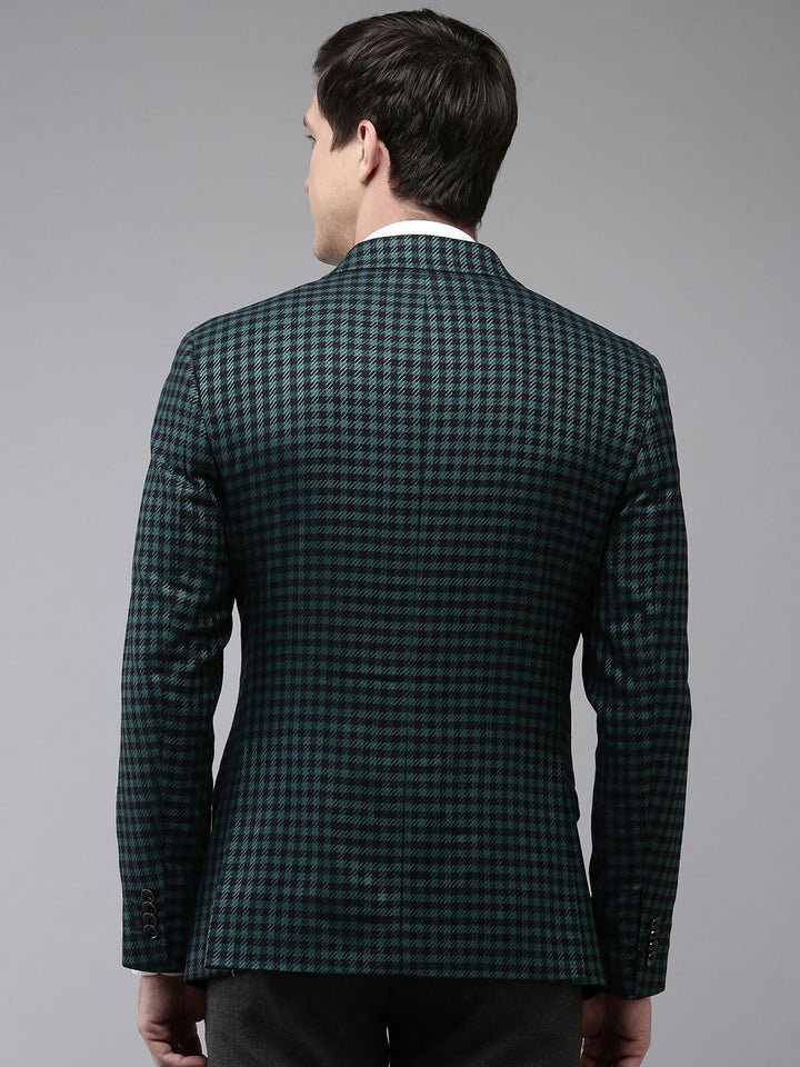 Park Avenue Checked Notched Lapel Slim Fit Single Breasted Formal Blazer
