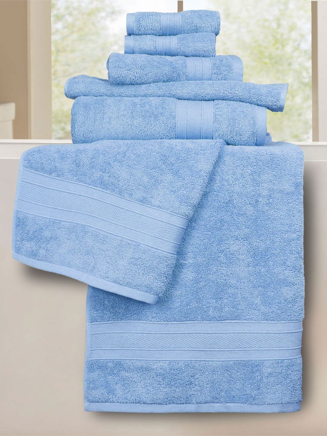 MYTRIDENT Turquoise Blue 6 Pieces Pure Cotton 500 GSM Towel Set