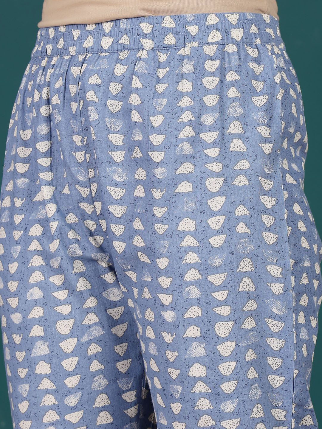 Varanga Floral Printed V-Neck Pure Cotton Straight Kurta With Trousers & Dupatta