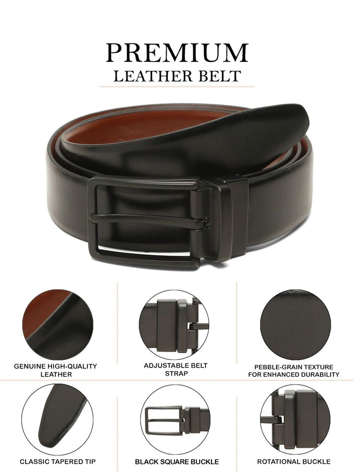 Teakwood Leathers Men Textured Leather Reversible Belt