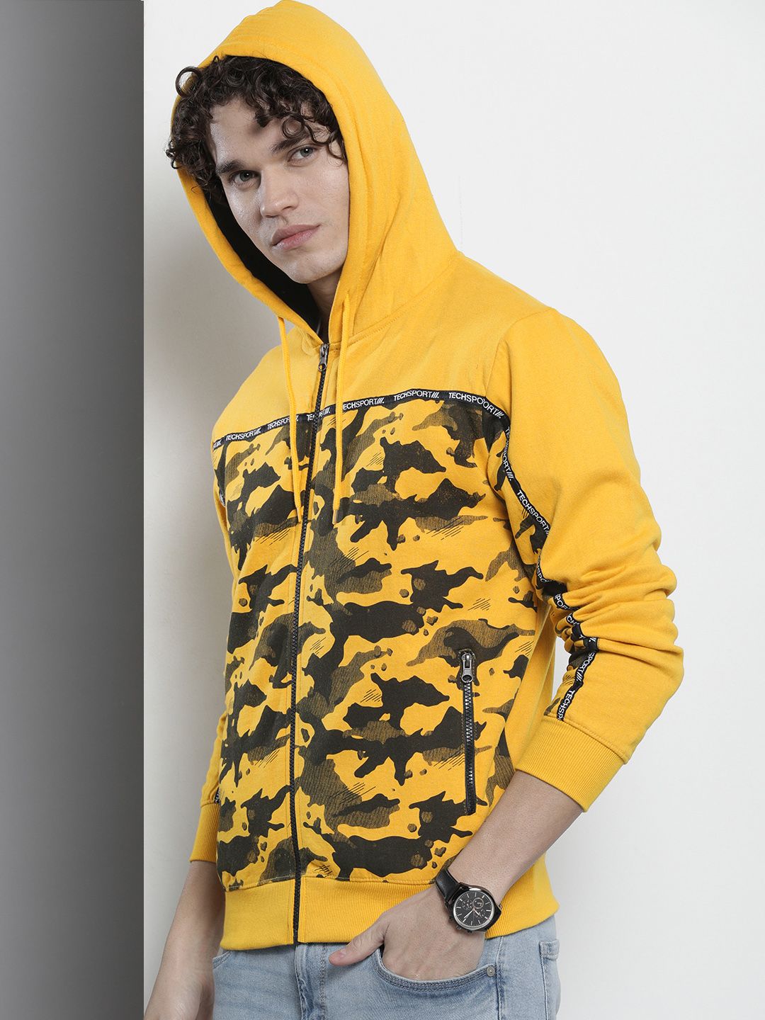 The Indian Garage Co Men Printed Hooded Sweatshirt