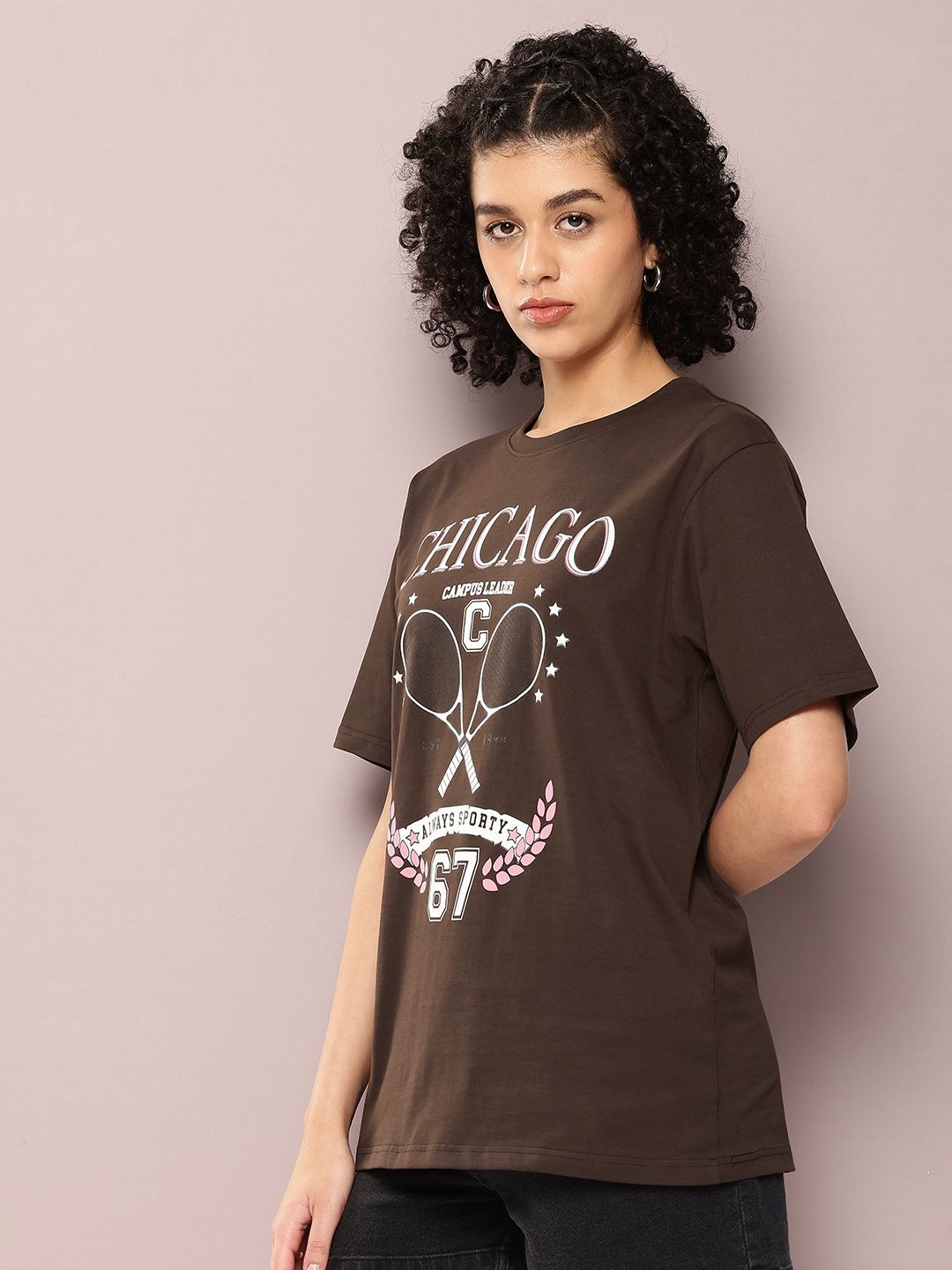 DILLINGER Women Printed Pure Cotton Oversized T-shirt