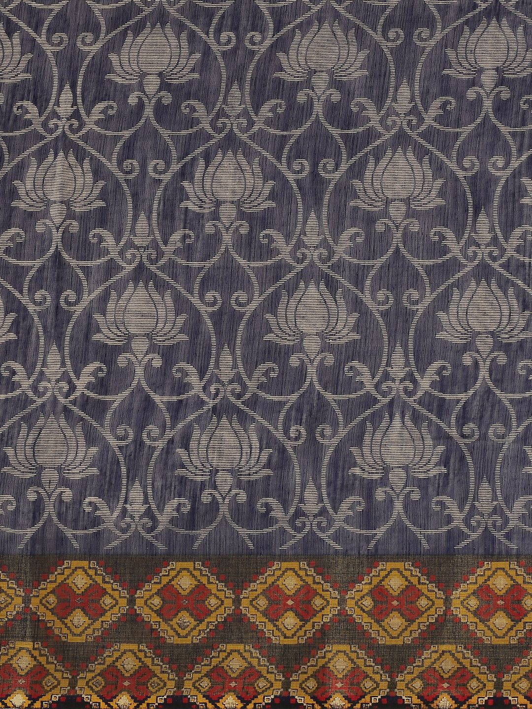 Saree mall Navy Blue & Grey Brasso Woven Design Saree