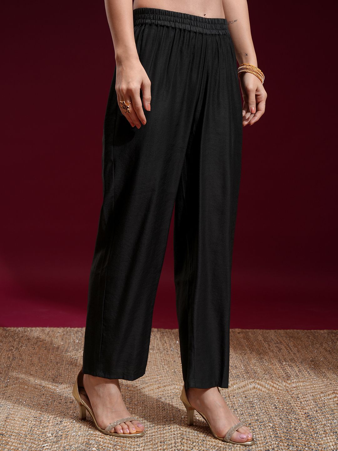 Vishudh Women Embroidered Kurta with Elasticated Pants and Dupatta