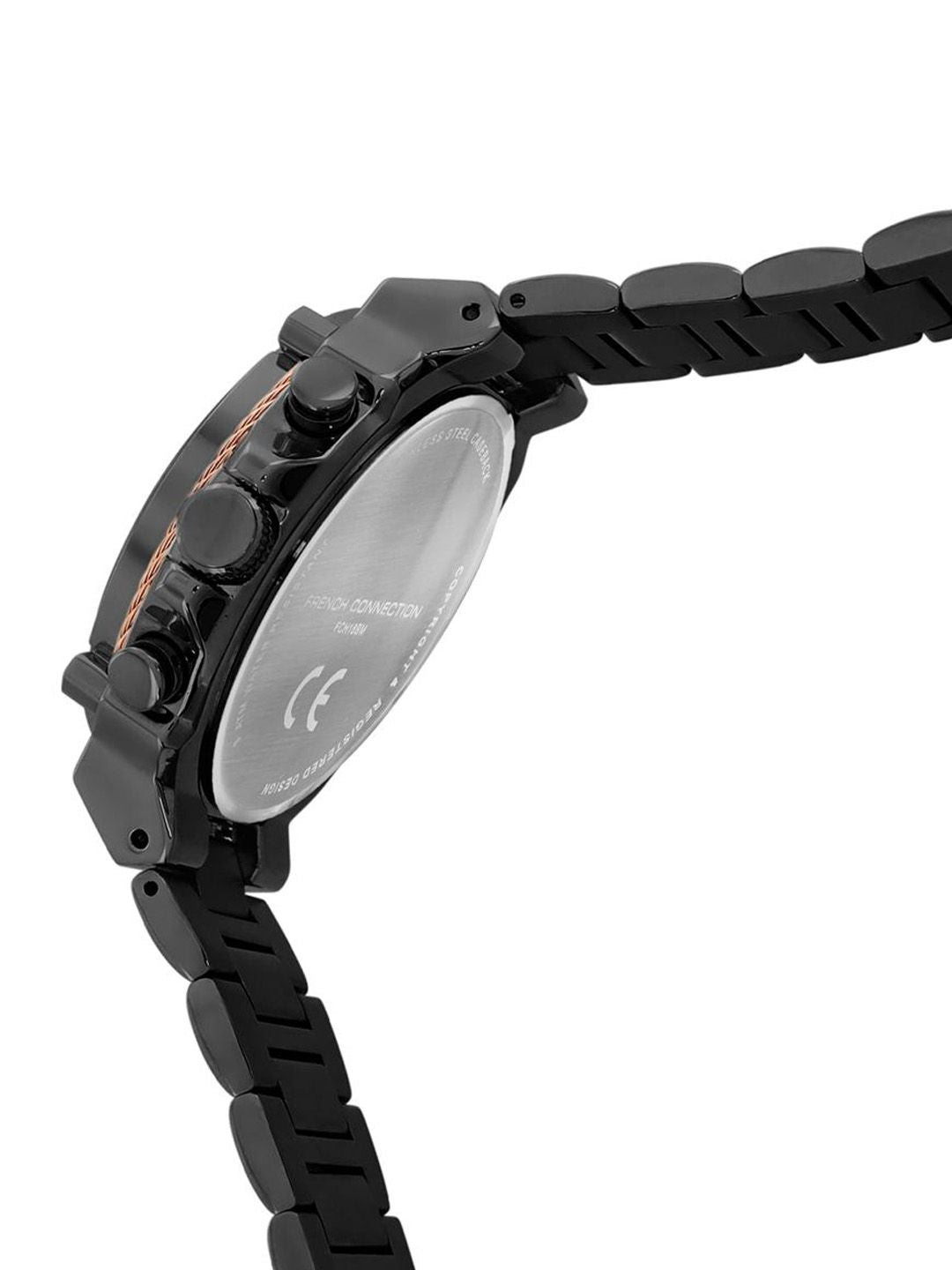 French Connection Men Patterned Dial & Stainless Steel Bracelet Style Straps Analogue Multi Function Watch