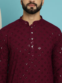 SOJANYA Kolar Mandarin Sulam Geometrik Kurta Kapas Tulen Berlabuci dengan Churidar