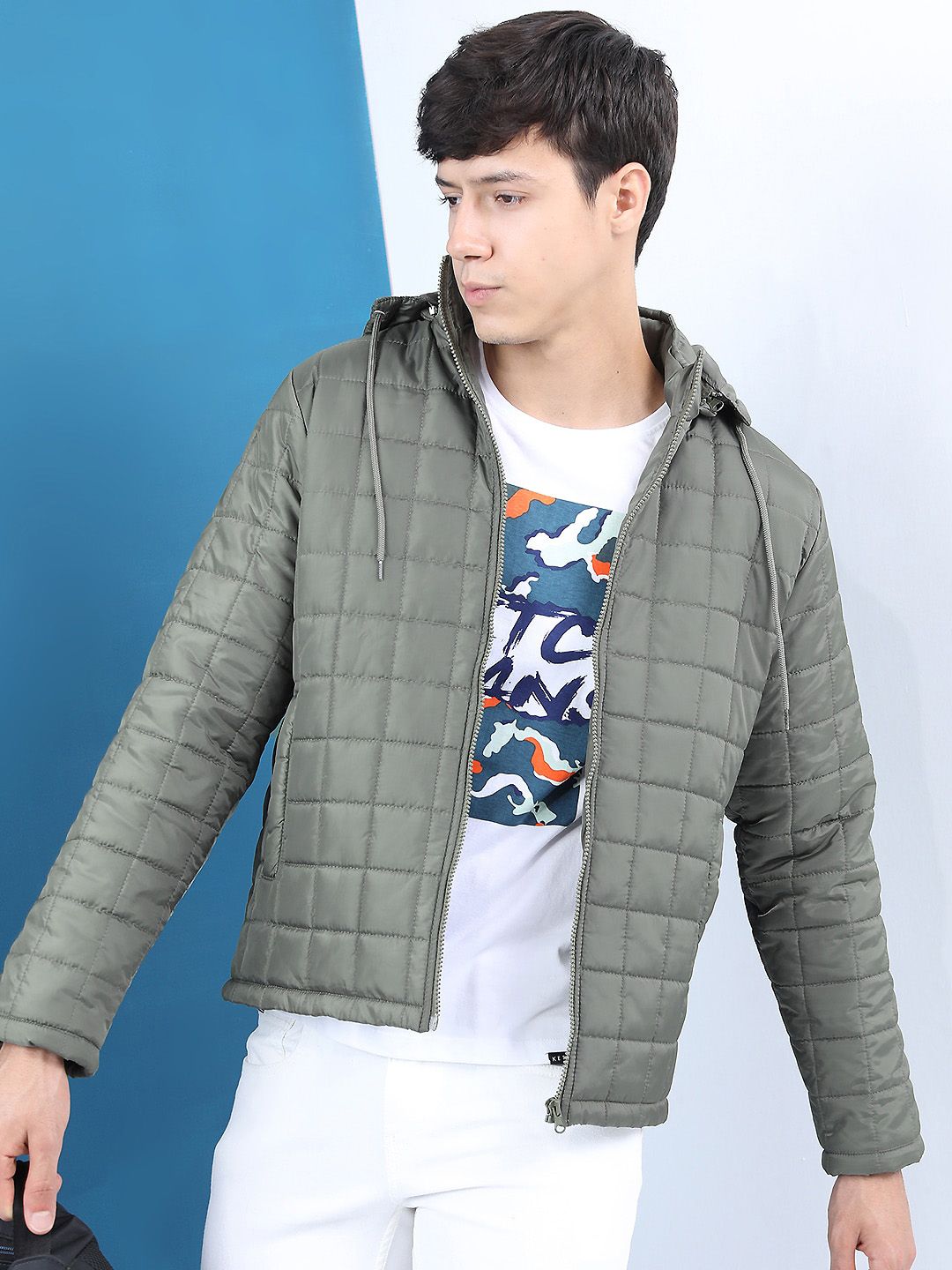 HIGHLANDER Men Olive Green Padded Jacket