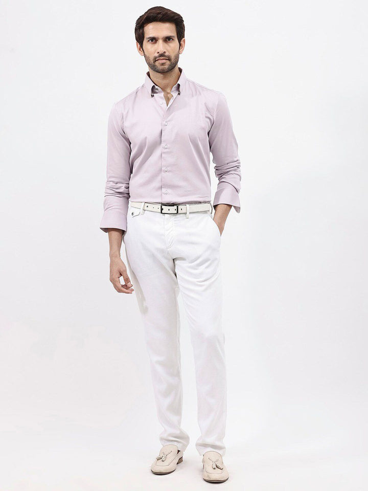 RARE RABBIT Men Holand Regular Fit Satin Stretch Shirt