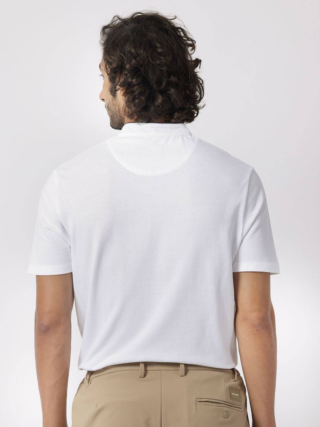 RARE RABBIT Men Barrie Mandarin Collar Cotton Slim Fit T-Shirt