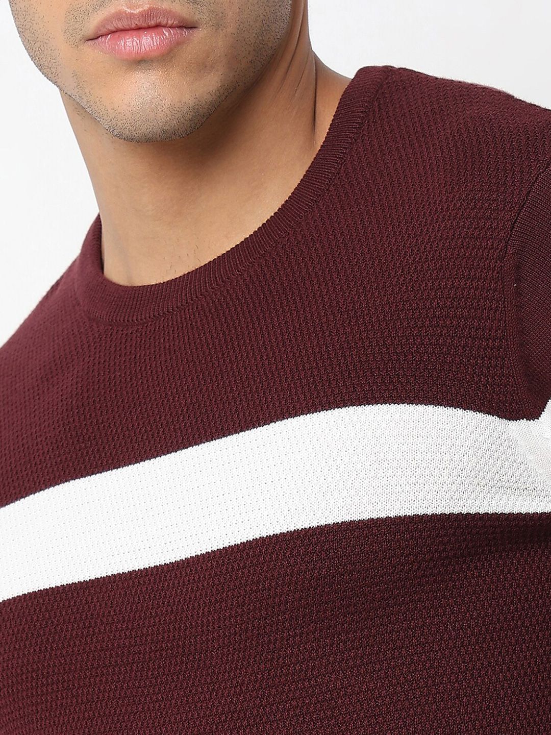 SPYKAR Colourblocked Round Neck Long Sleeves Cotton Pullover Sweater