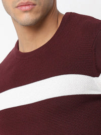 SPYKAR Colourblocked Round Neck Long Sleeves Cotton Pullover Sweater