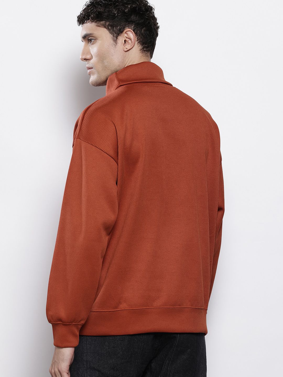 The Indian Garage Co Self Design Turtle Neck Drop-Shoulder Sleeves Sweatshirt