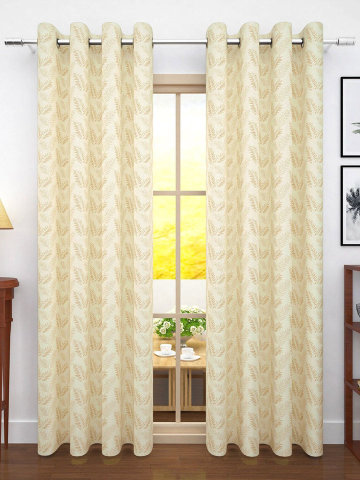 Story@home Cream-Coloured Set of 2 Floral Room Darkening Door Curtain