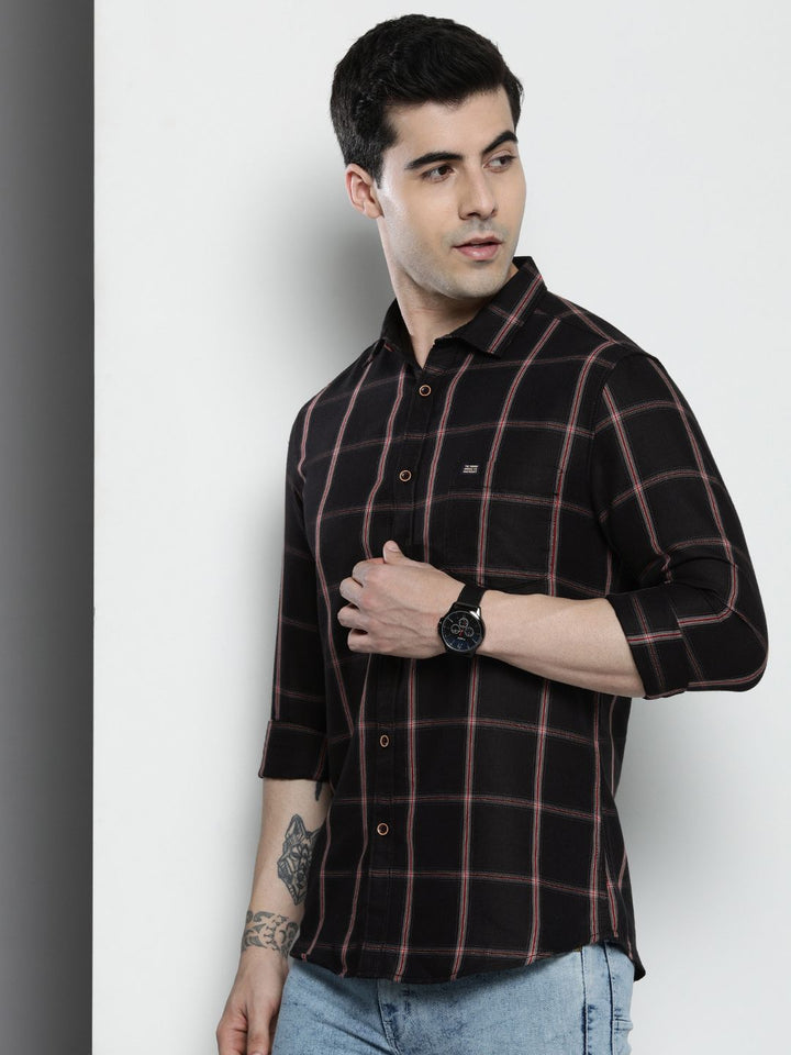 The Indian Garage Co Checked Pure Cotton Casual T-Shirt