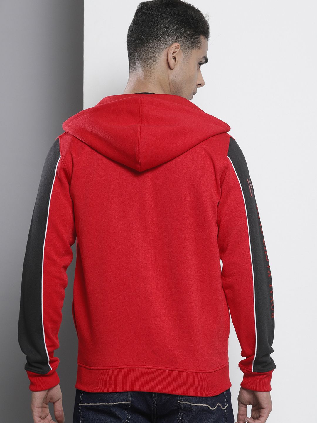 The Indian Garage Co Men Red Solid Hooded Sweatshirt