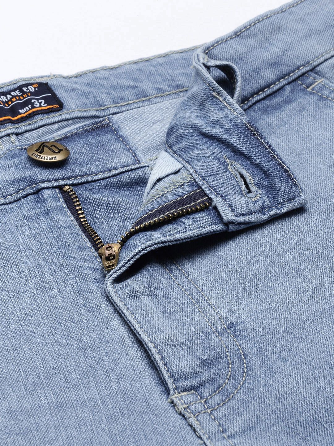 The Indian Garage Co Men Blue Slim Fit Light Fade Stretchable Jeans