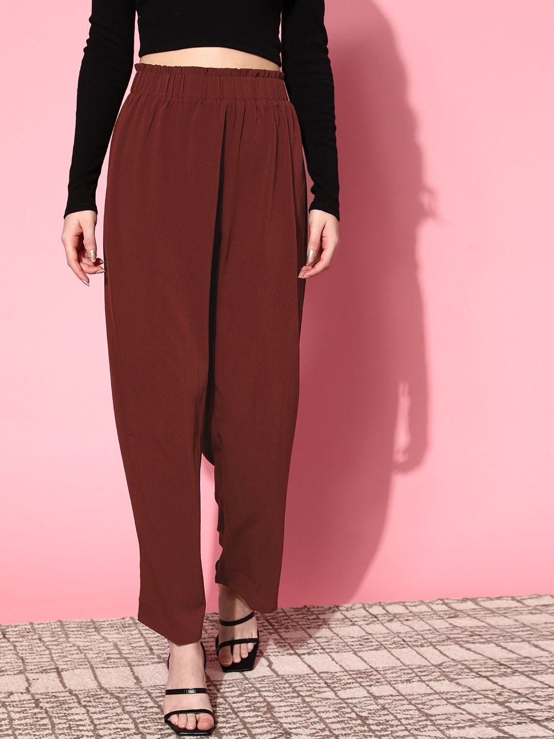 Berrylush Women Elegant Maroon Solid Vacay Attire
