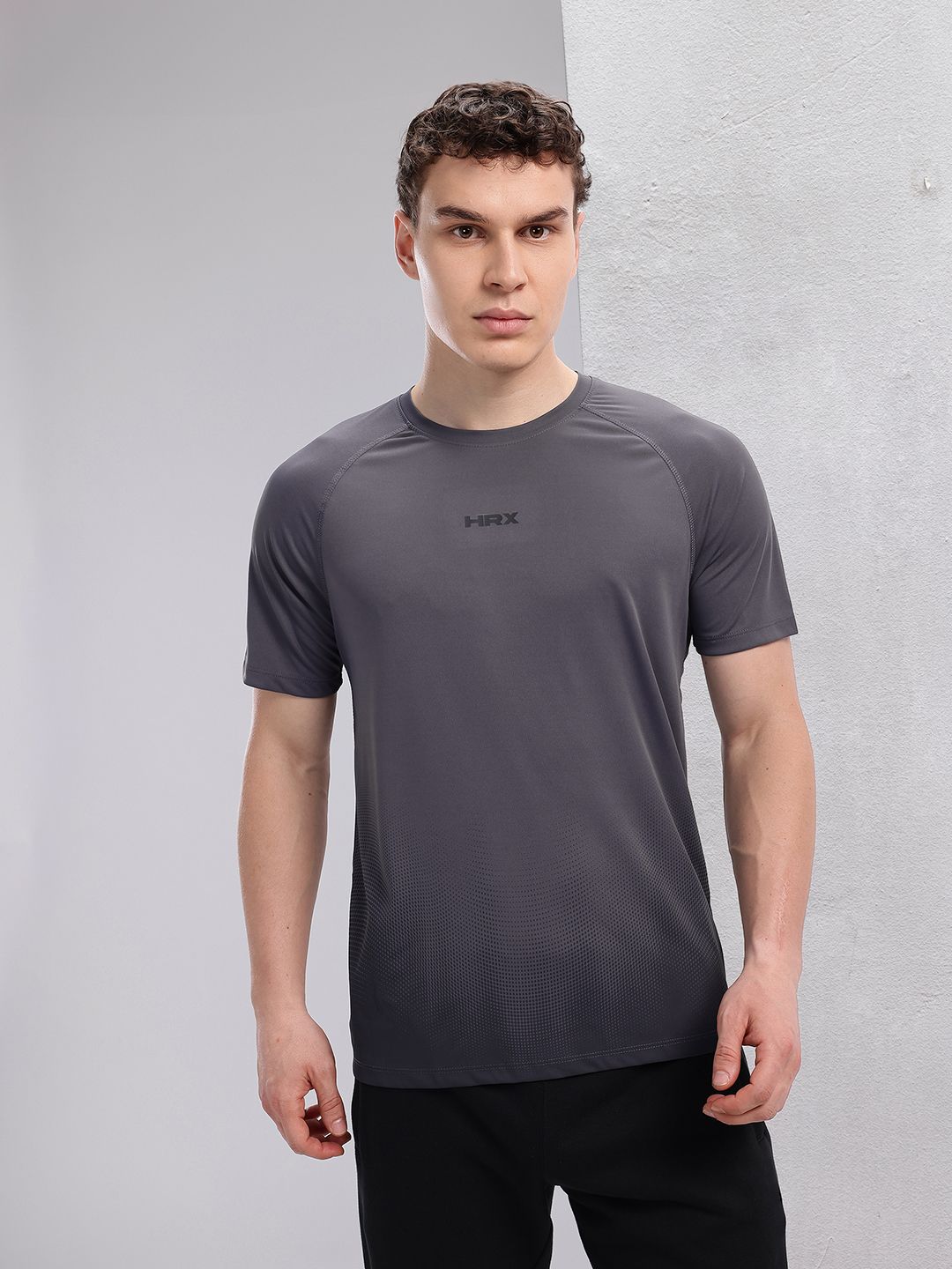 HRX by Hrithik Roshan Brand Logo & Geometric Printed Rapid-Dry Training T-shirt
