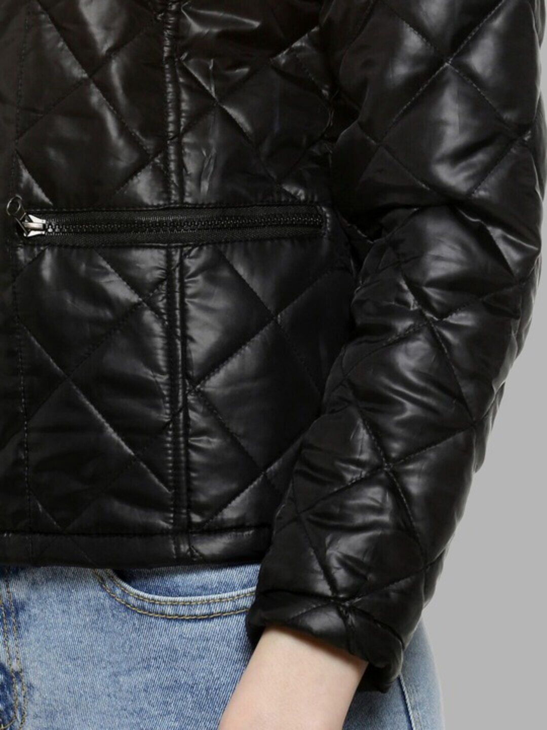 Campus Sutra Mandarin Collar Windcheater Outdoor Quilted Puffer Jacket