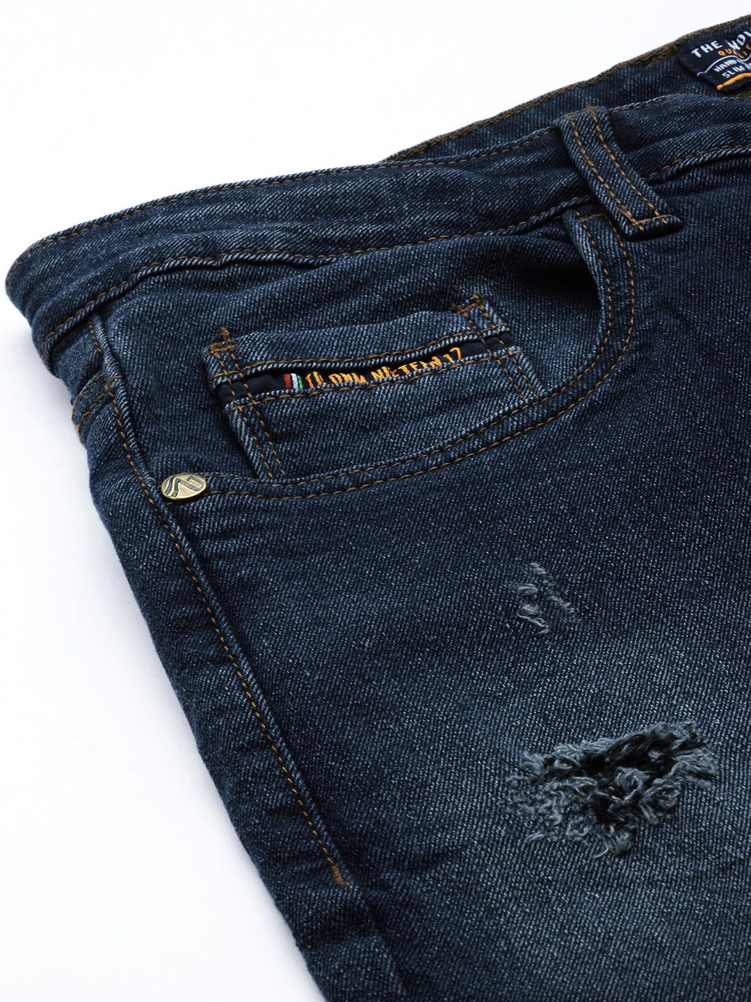 The Indian Garage Co Men Carrot Fit Low Distress Light Fade Jeans