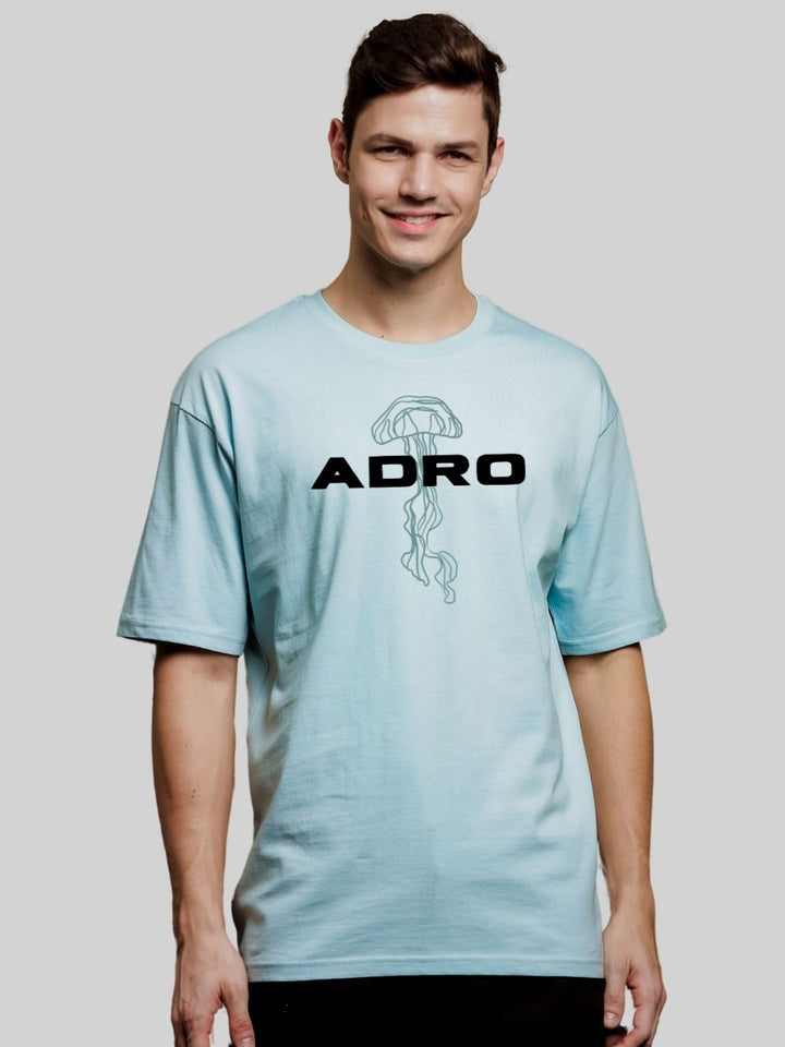 ADRO Men Graphic Printed Drop-Shoulder Sleeves Cotton Oversized T-shirt