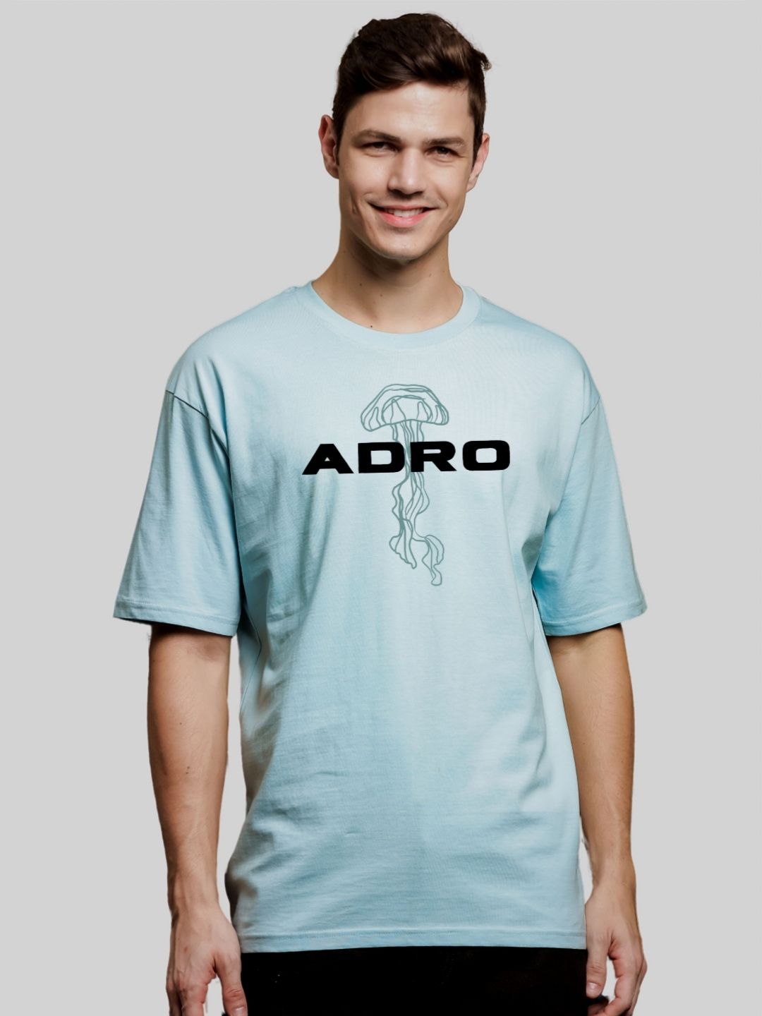 ADRO Men Graphic Printed Drop-Shoulder Sleeves Cotton Oversized T-shirt