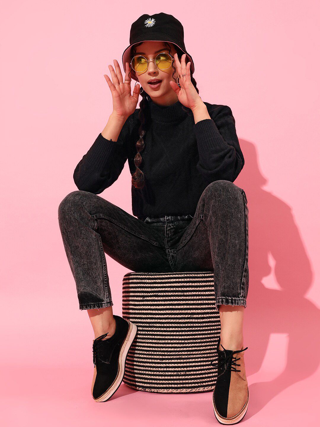 STREET 9 Women Black Cable Knit Sweater