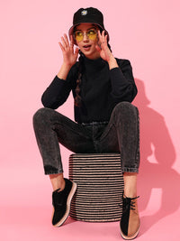 STREET 9 Women Black Cable Knit Sweater