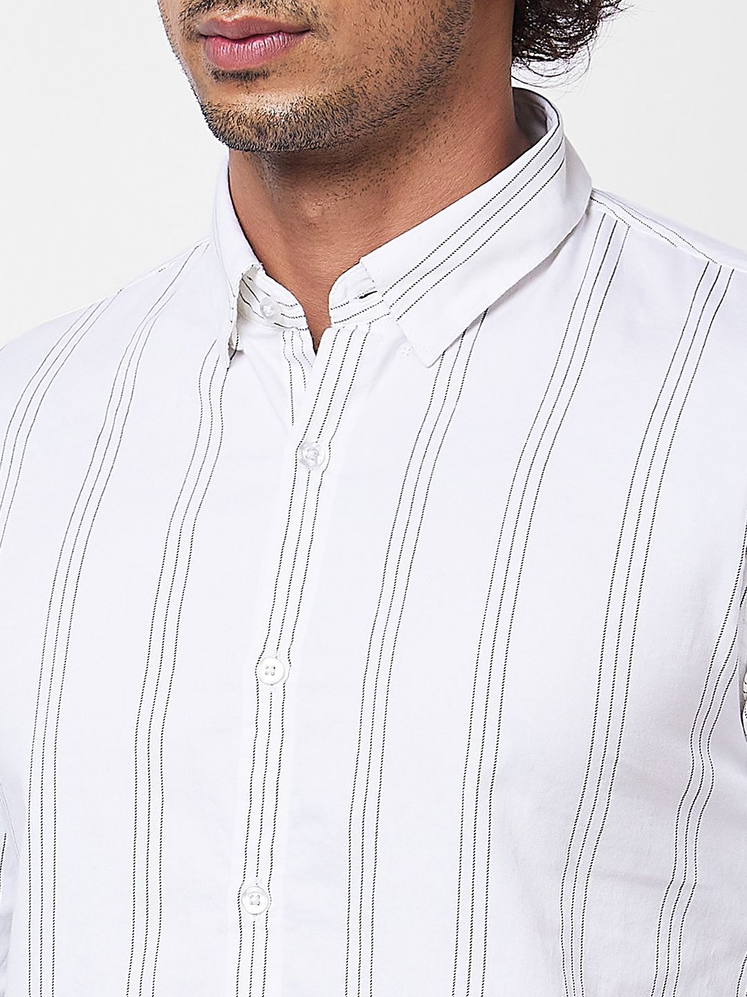 SPYKAR Vertical Striped Cotton Shirt
