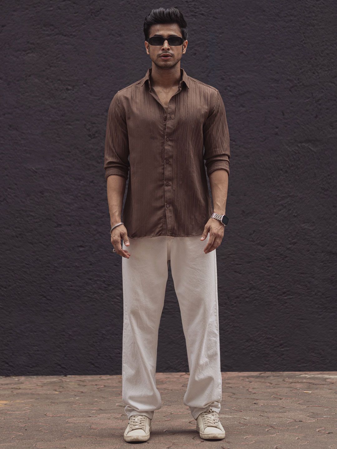 Powerlook India Slim Striped Spread Collar Shirt