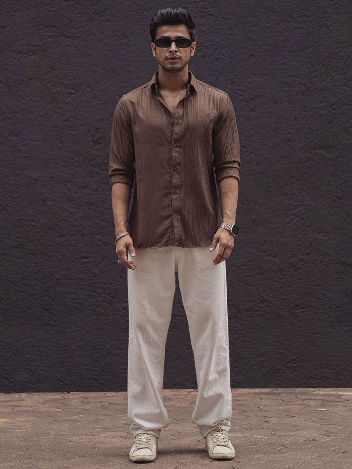 Powerlook India Slim Striped Spread Collar Shirt