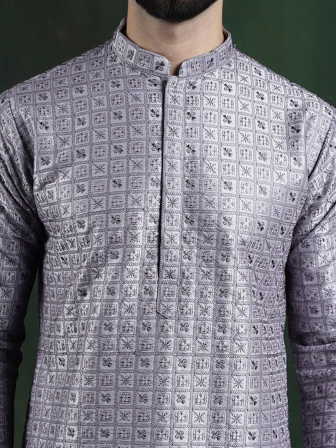 SOJANYA LUXE Geometric Woven Design Benang Kerja Cotton Silk Straight Kurta