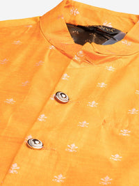 SOJANYA Men Black & Orange Kurta with Churidar