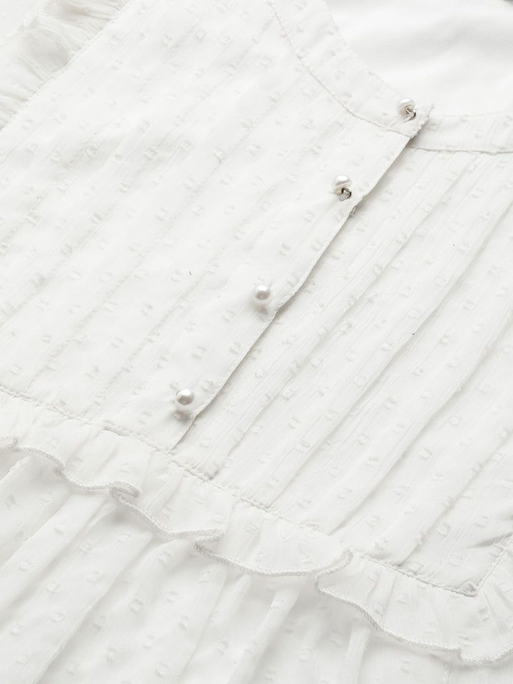 Antheaa Women White Dobby Weave Top