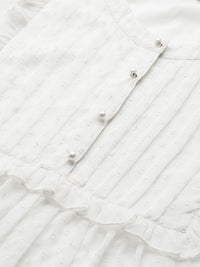 Antheaa Women White Dobby Weave Top