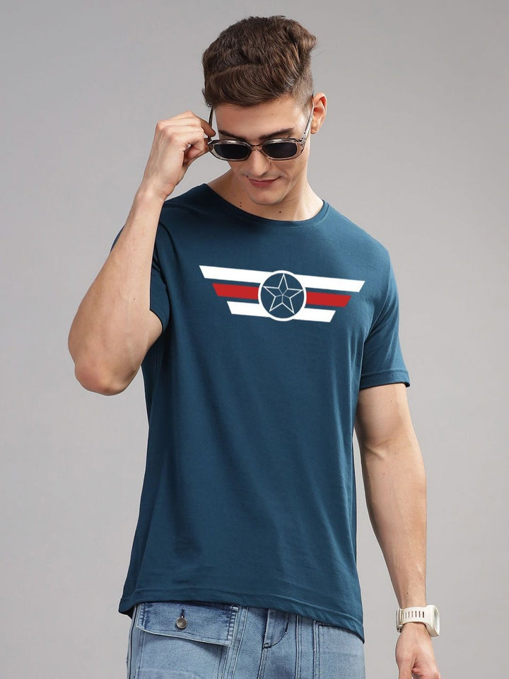 ADRO Men Typography Printed Applique T-shirt