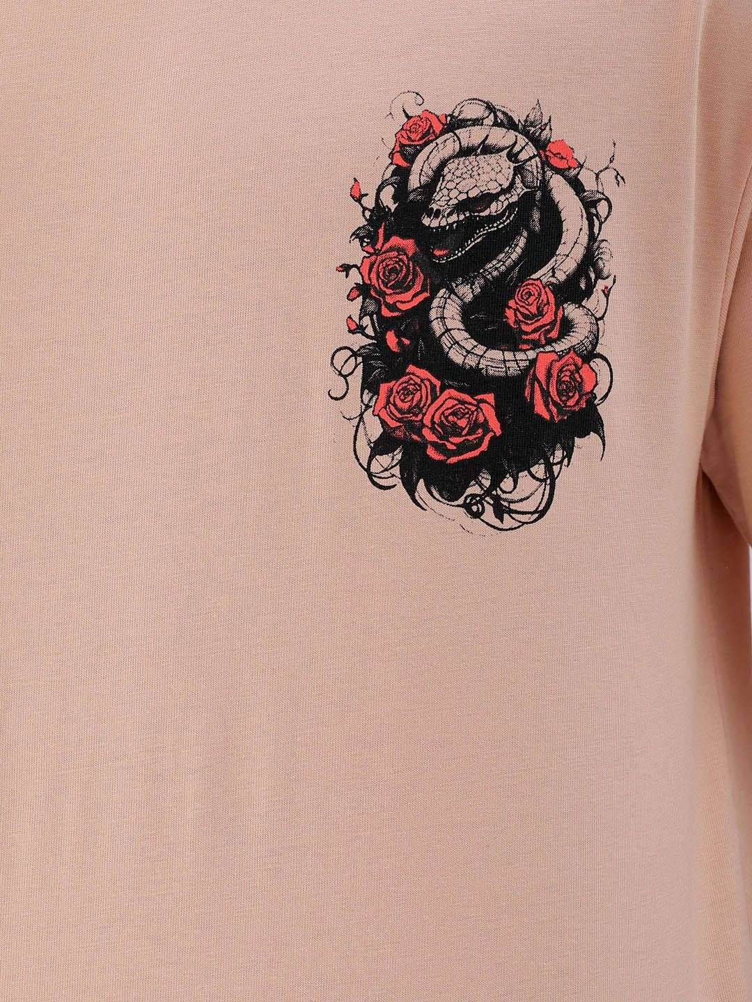 The Indian Garage Co Men Back Printed Boxy Oversized Round Neck T-shirt