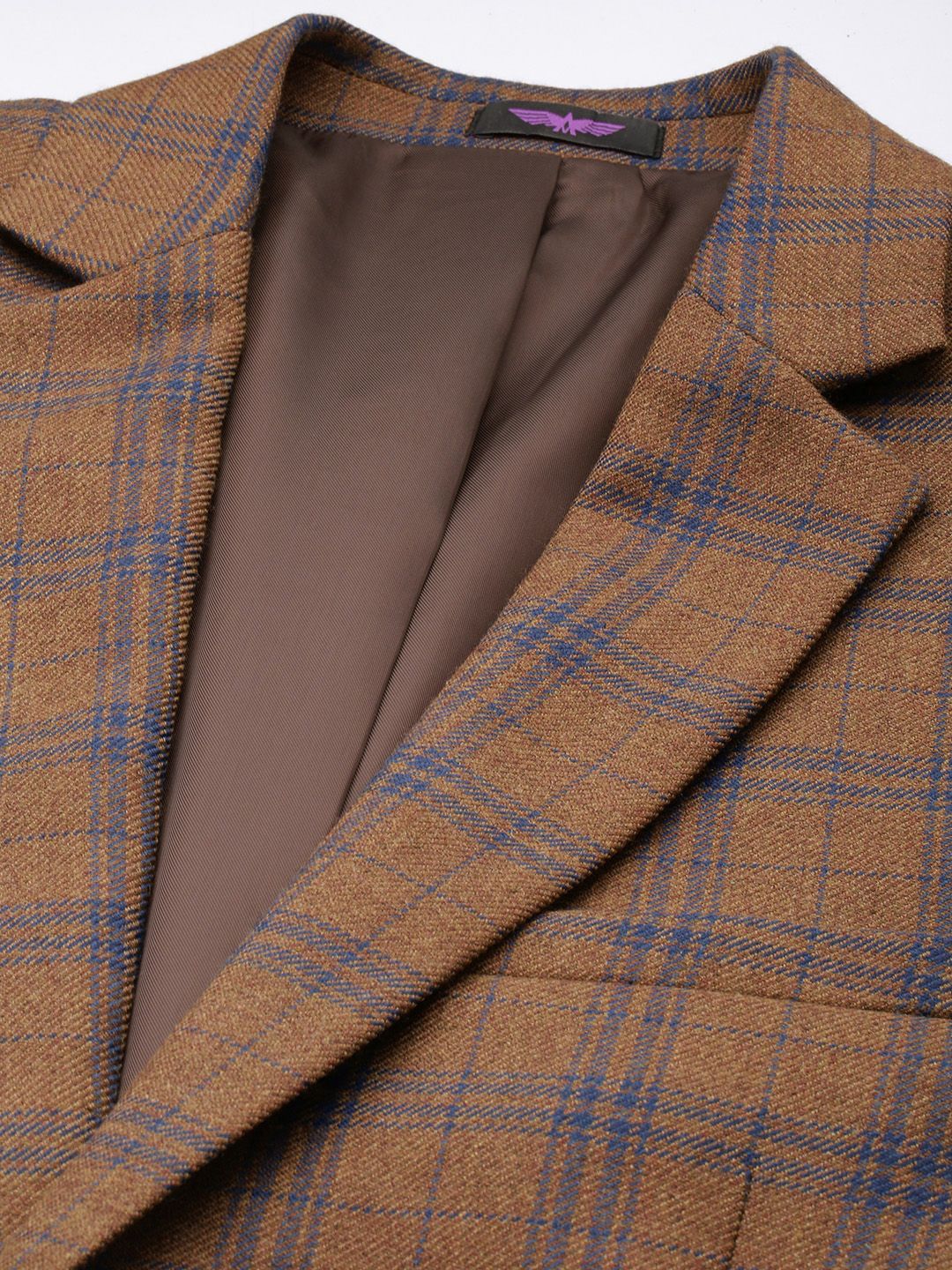 Park Avenue bertenaga Lapel Breasted Single diperiksa Slim Fit Blazer Formal