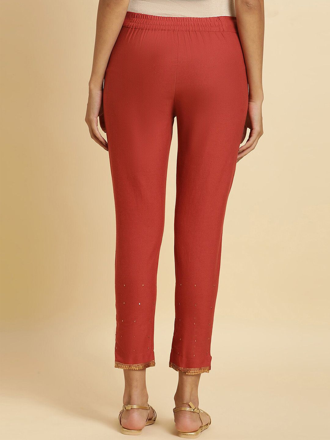 W Women Slim Fit Mid-Rise Cotton Regular Trousers