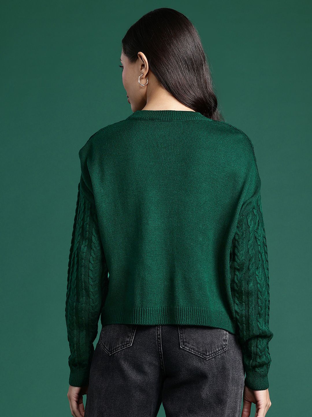 DressBerry Cable Knit Pullover with Embellished Detail