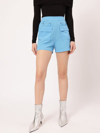 DressBerry Solid High-Rise Shorts