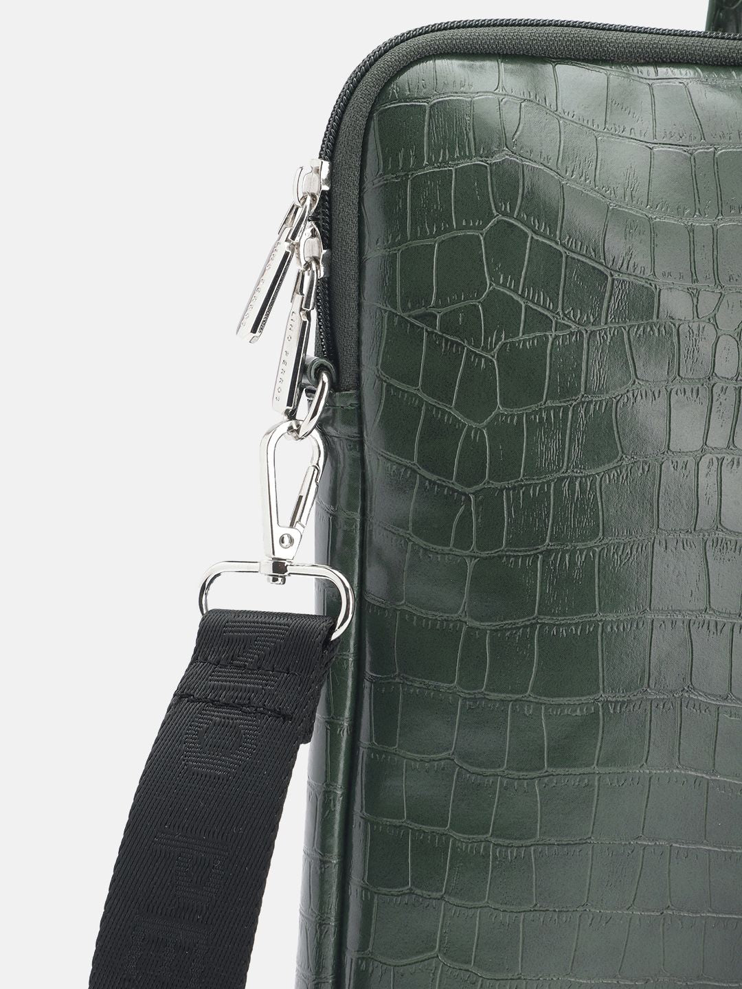 Lino Perros Women Croc Textured Structured Laptop Bag-16 Inches