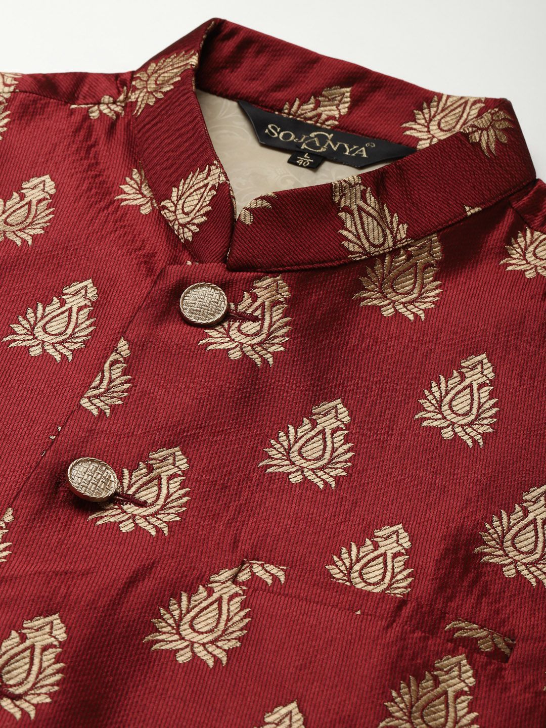 SOJANYA Kurta Motif Etnik Berwarna Emas Lelaki dengan Churidar